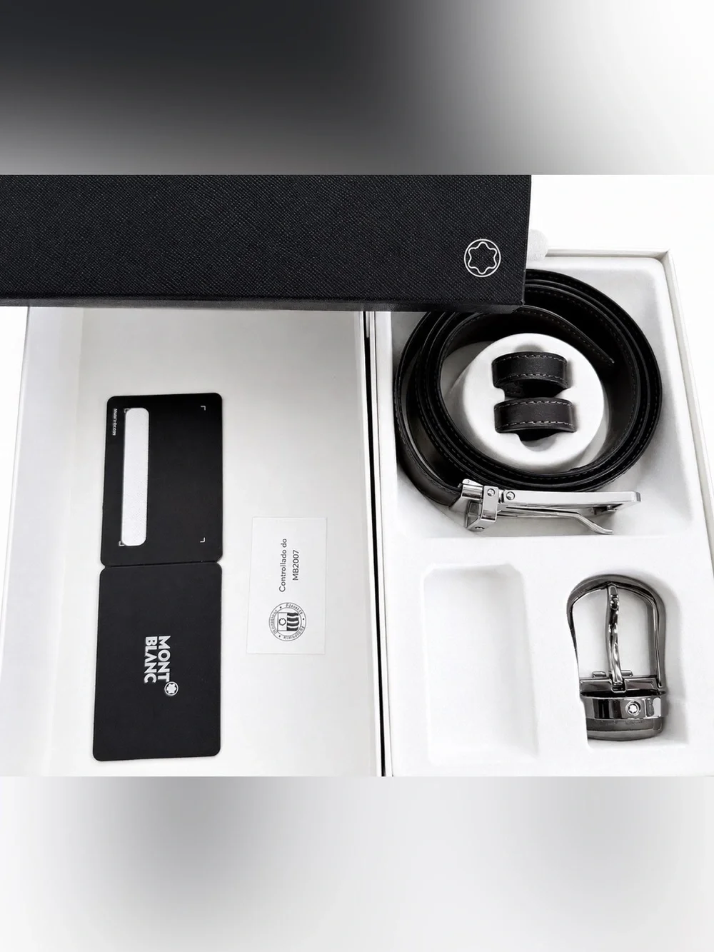 Montblanc Reversible Brown/Black Leather Belt + 2 Buckles Gift Box + Accessories